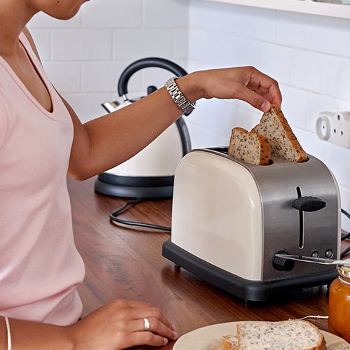 woman making toast