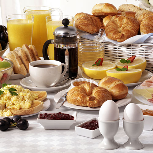 assortment of breakfast food