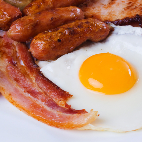 bacon, sausage, egg