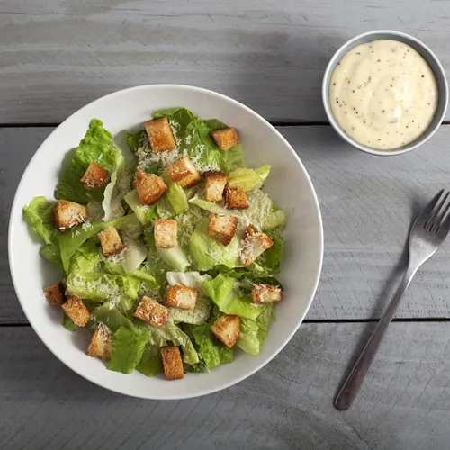caesar salad and dressing
