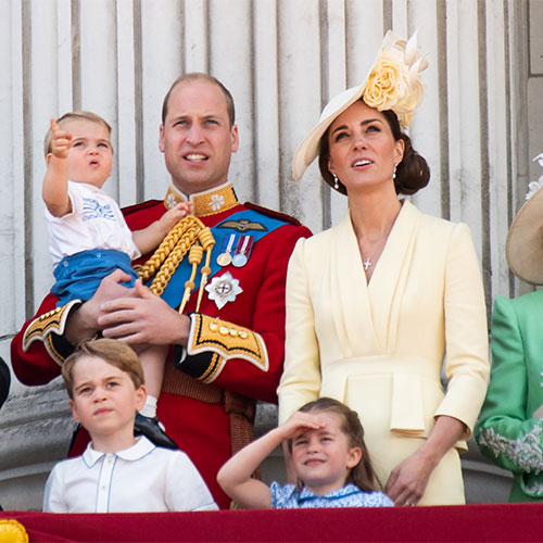 Kate Middleton, Prince William, and their children.