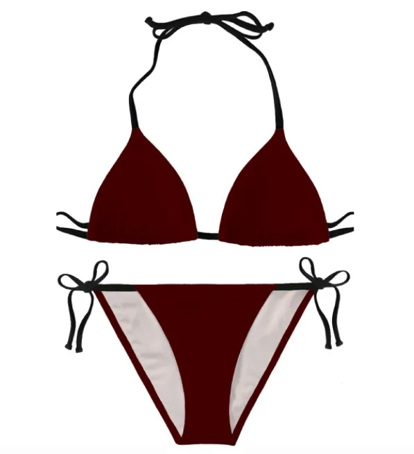 Luxurious burgundy bikini perfect for summer lounging