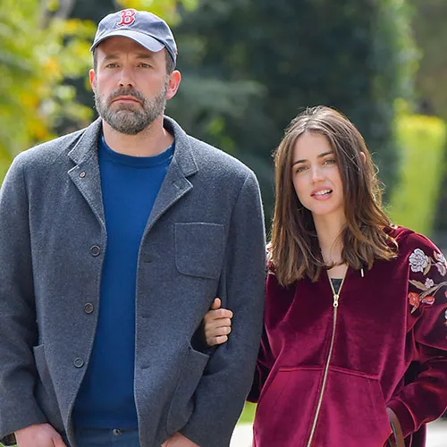 Ben Affleck's foot visible next to Ana de Armas with Salsa.