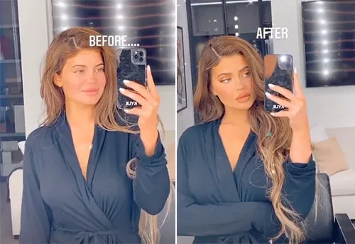 "Kylie Jenner showing her makeup-free face"