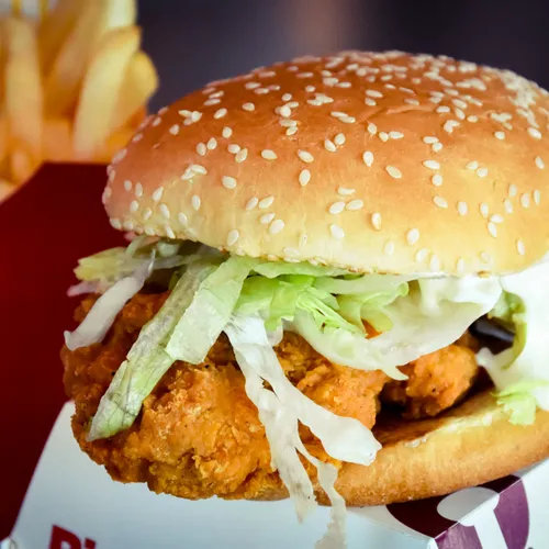 McDonald's chicken sandwich with lettuce and sauce
