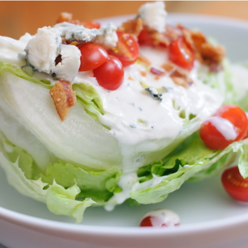 blue cheese dressing on salad