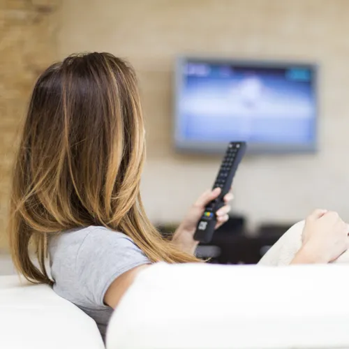 woman watching tv