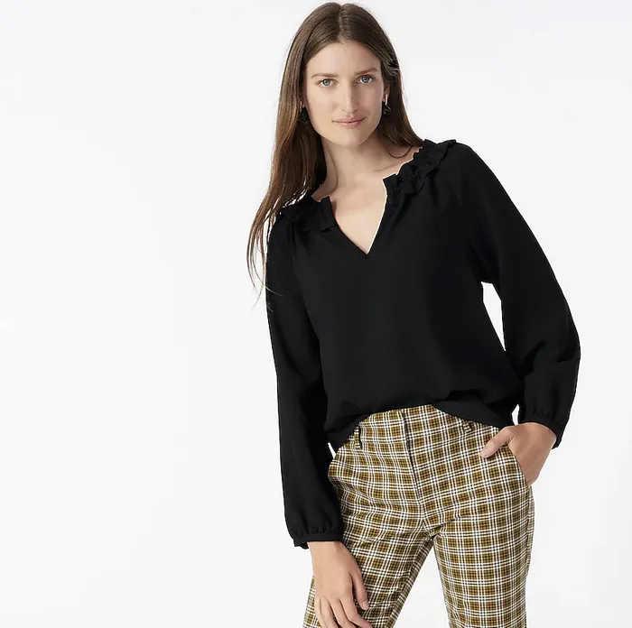j crew sale 2020 ruffle neck top