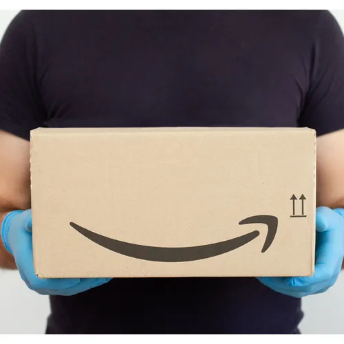 "Amazon worker wearing a mask"