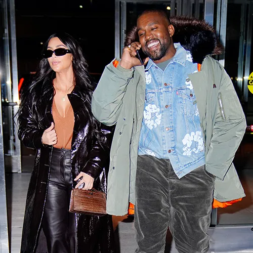 Kim Kardashian and Kanye West striking a pose.