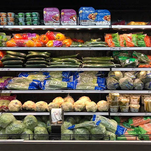 produce aisle at grocery store