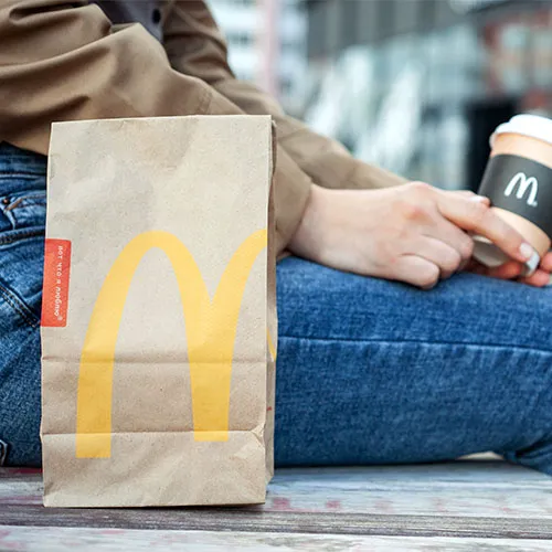 McDonald's iconic burgers served in a vibrant setting.