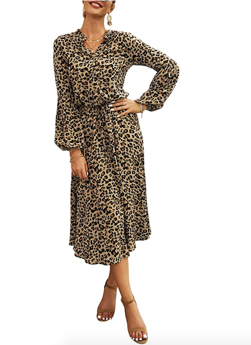 This $23 Leopard Midi Dress Is *So* Flattering On Everyone - SHEfinds