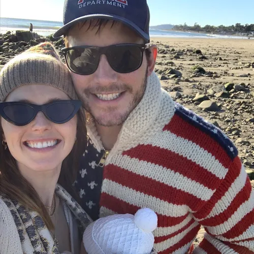 Katherine Schwarzenegger and Chris Pratt smiling together at an event.