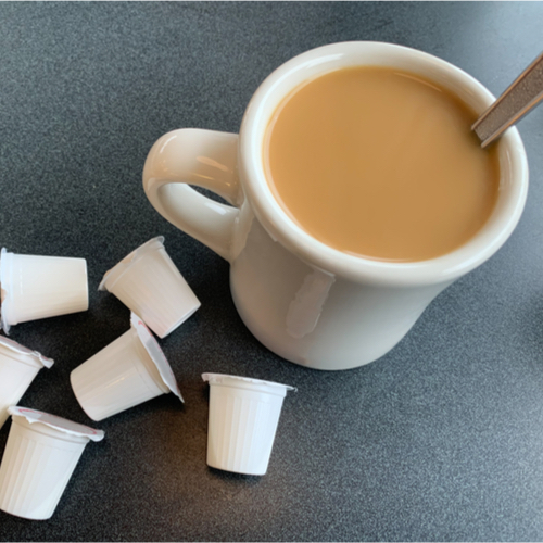 coffee with creamer packets