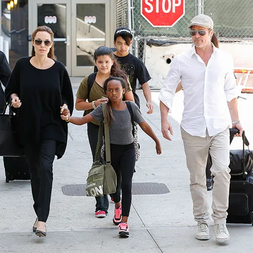 Angelina Jolie and Brad Pitt and kids