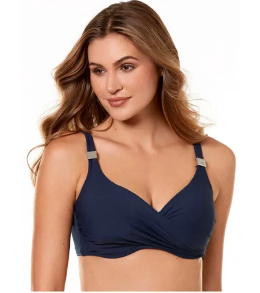 Solid surplice bra top from Miraclesuit, 2021 collection.