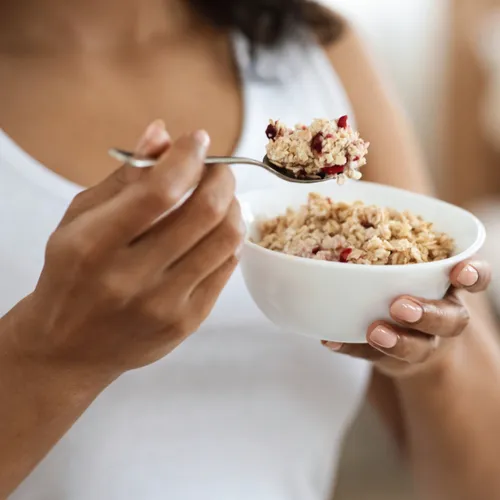 woman eating oatmeal