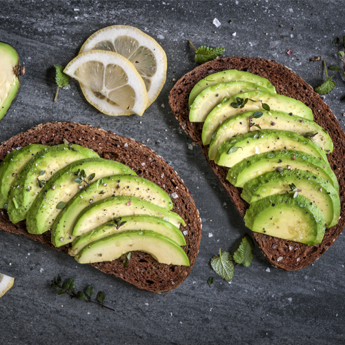 sliced avocado on toast