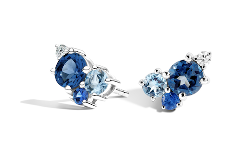 Blue topaz cluster earrings