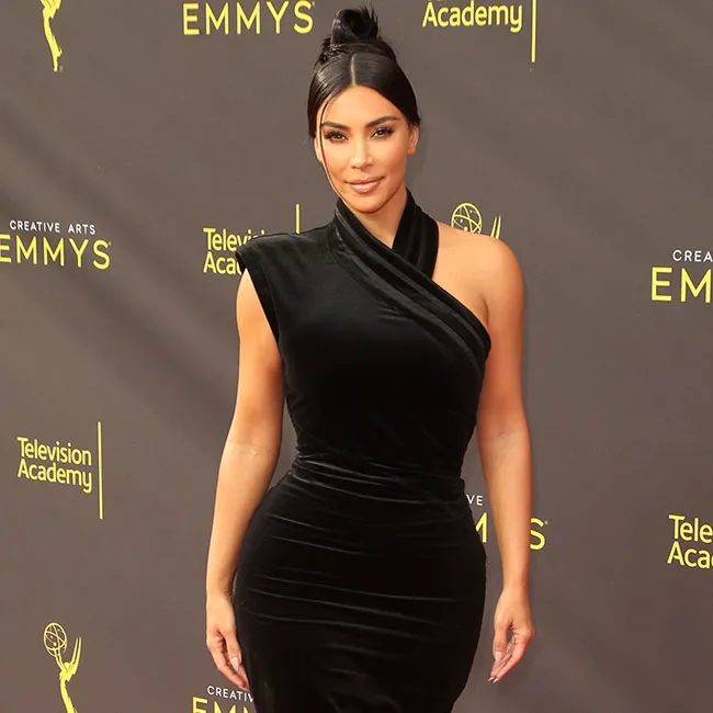 Kim Kardashian at the Emmys in elegant attire.