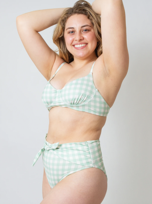 Kitty & Vibe sage green gingham swimsuit