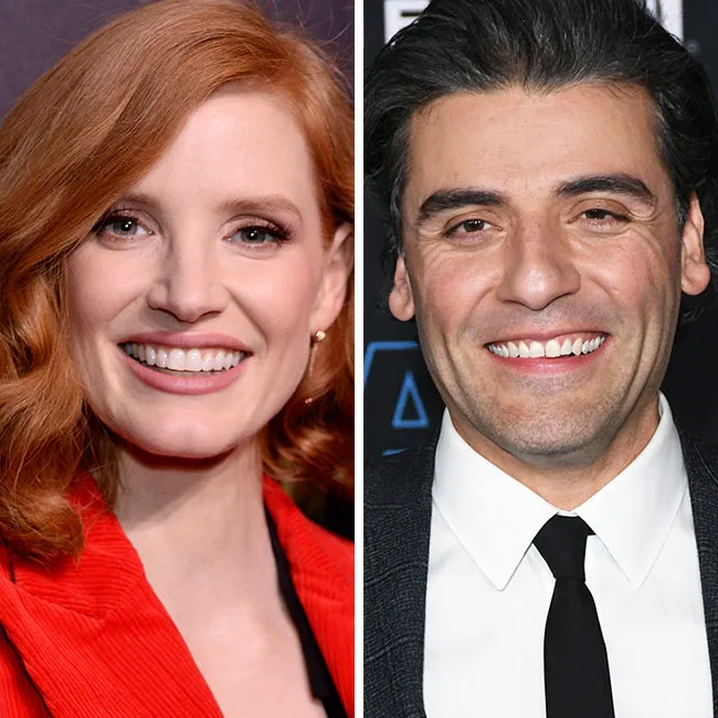 Jessica Chastain and Oscar Isaac posing together