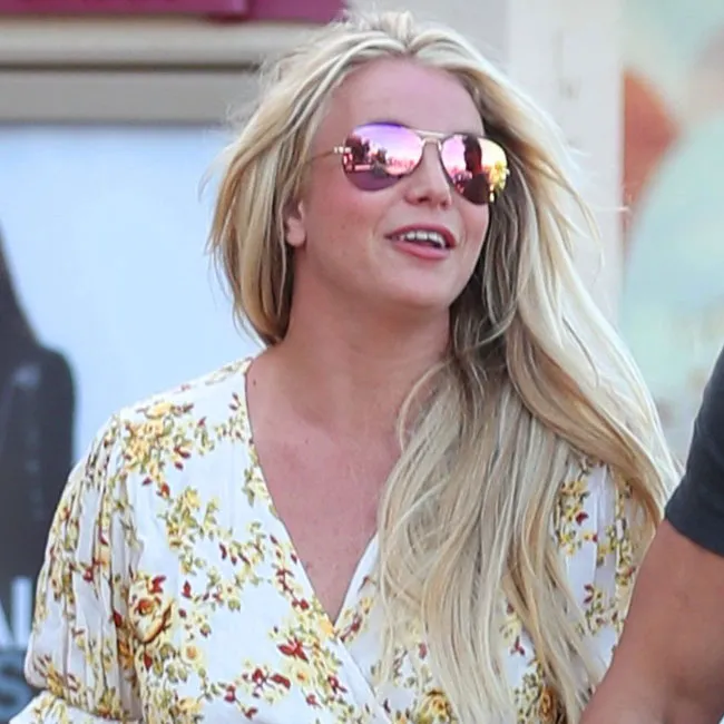 Britney Spears wearing pink sunglasses