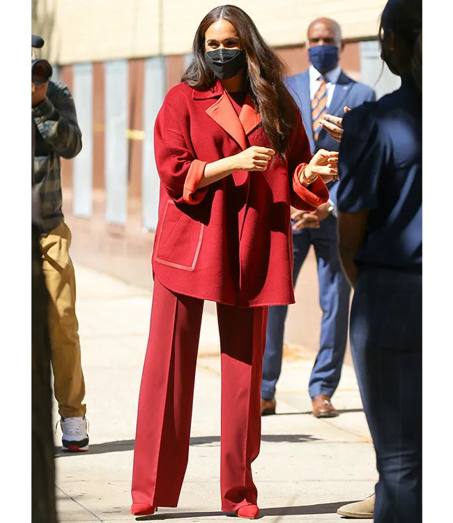 Meghan Markle in a stunning red outfit in NYC.