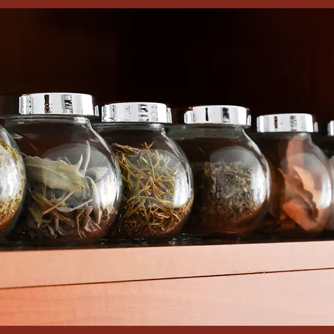 "Variety of spices in kitchen"