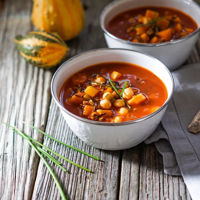 Hearty pumpkin chili with black beans and spices