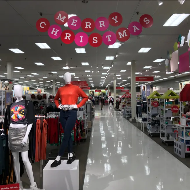 "Target holiday merchandise display"