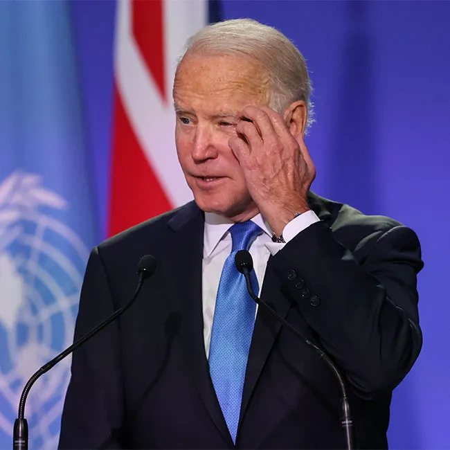 Joe Biden speaking at a climate summit event.