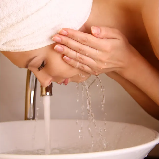 "Close-up of a woman's skin showing signs of aging"