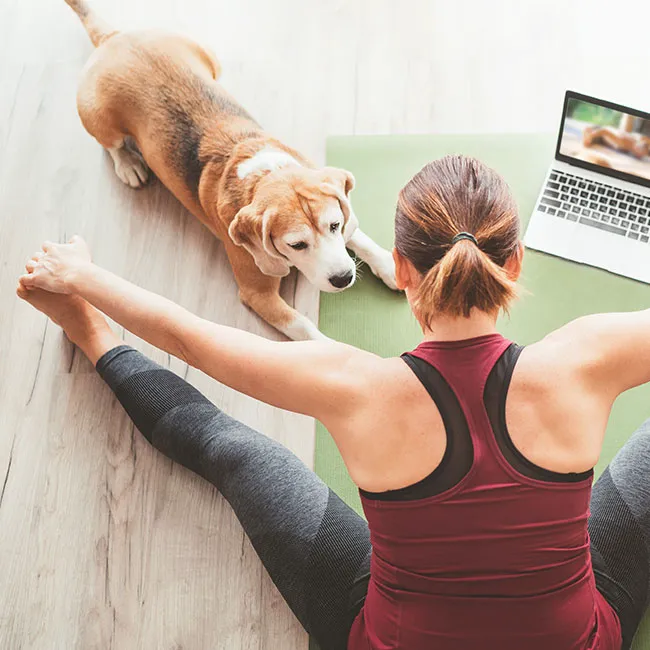 "Stretching exercise before a workout"