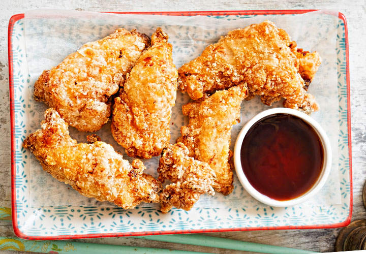 Crispy baked chicken tenders.