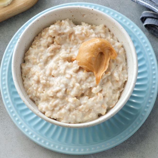 oats with a scoop of peanut butter