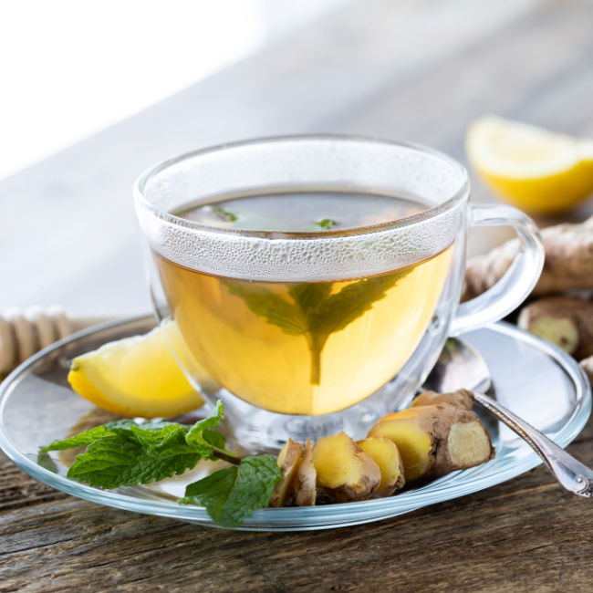 ginger tea in glass teacup