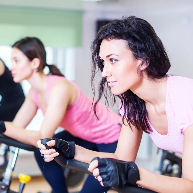 "Close-up of a fitness class in action"