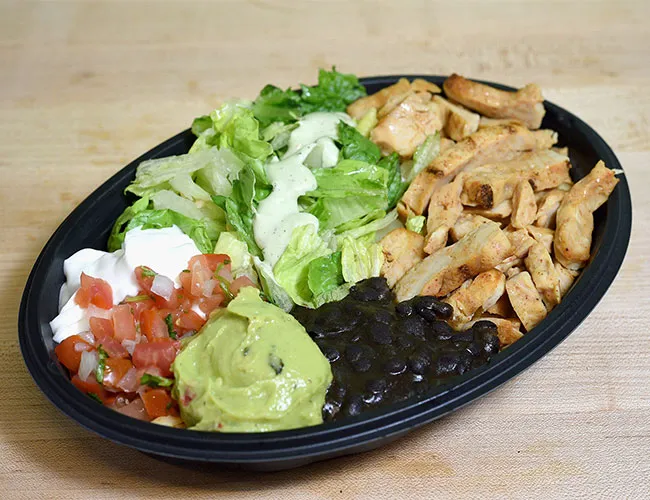 Taco Bell Cantina chicken power bowl with colorful toppings