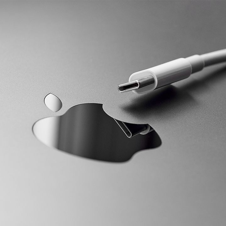 iphone fast charger with silver apple logo