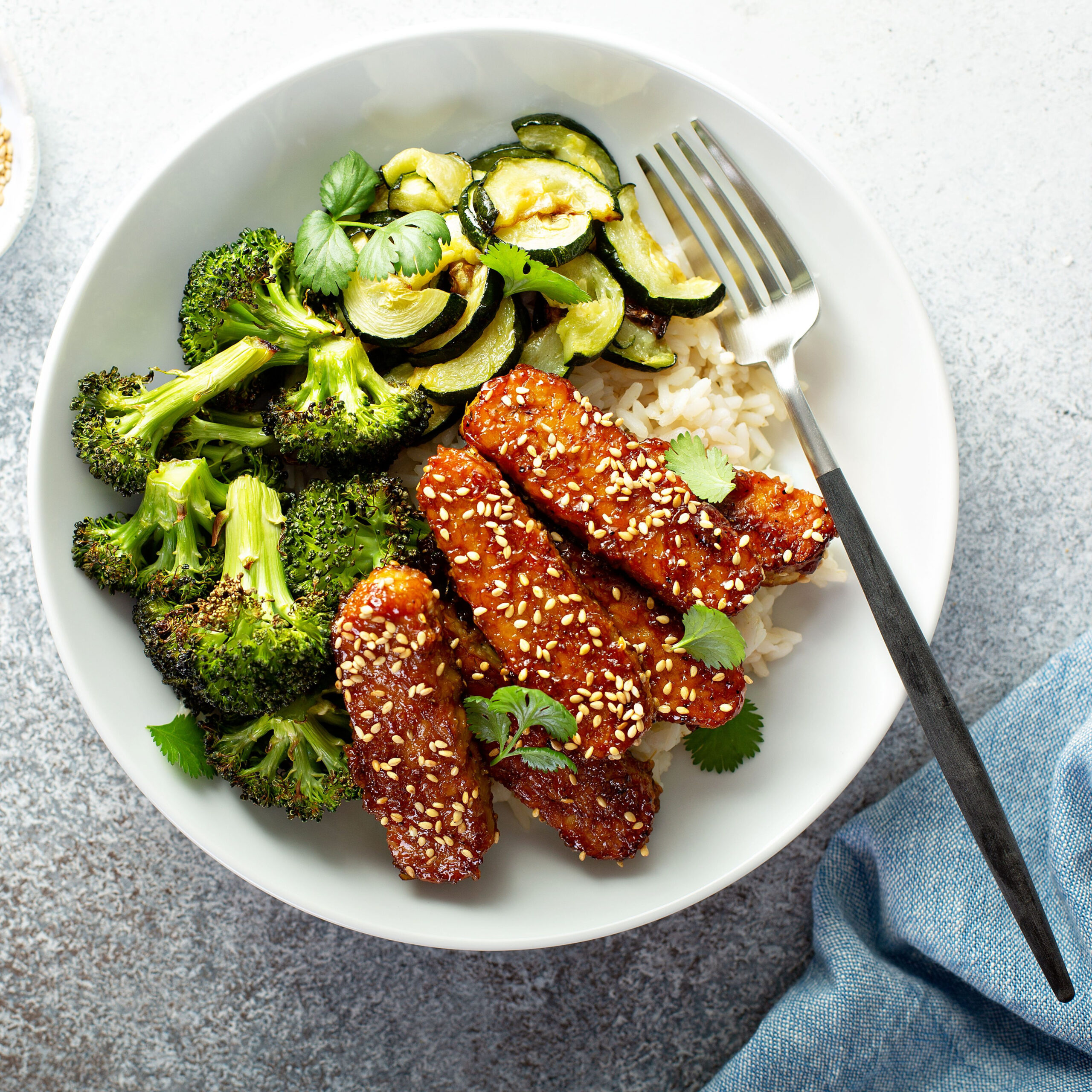 tempeh and veggies with rice