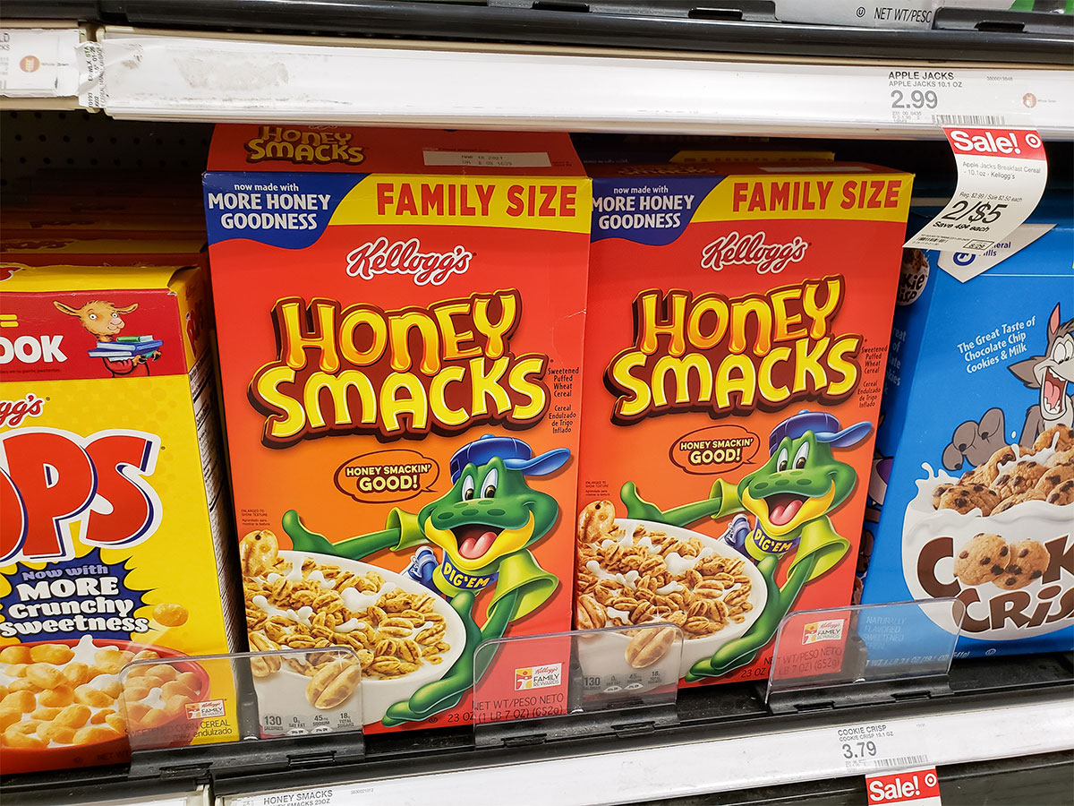 boxes of honey smacks in grocery store
