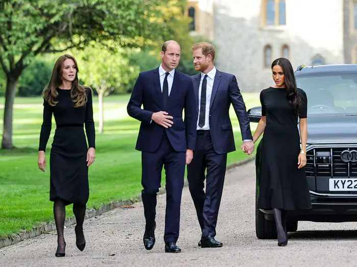 kate middleton prince william prince harry meghan markle black outfits