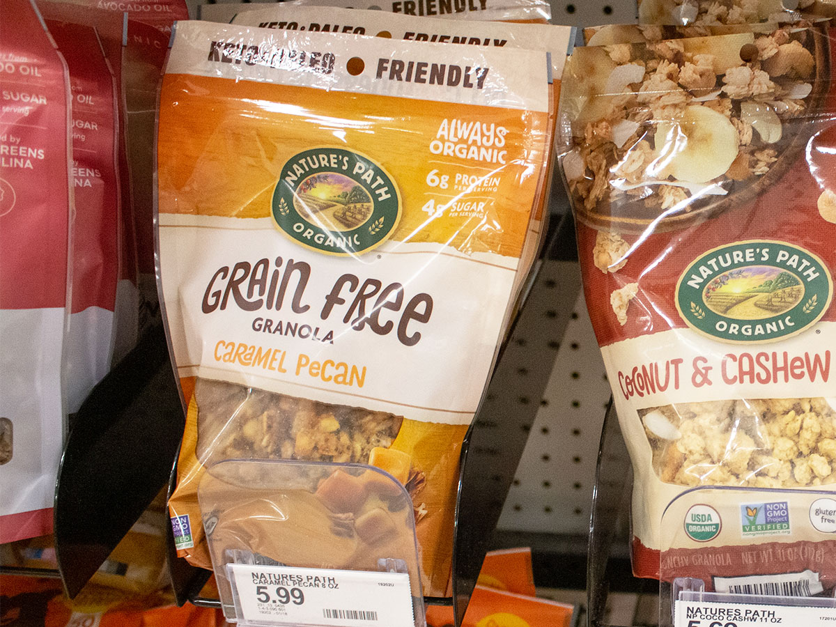 Nature's path organic grain free granola in grocery store
