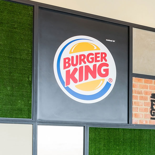 burger king logo on interior of store