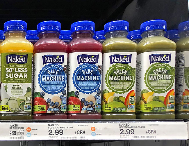 Naked juices on store shelves