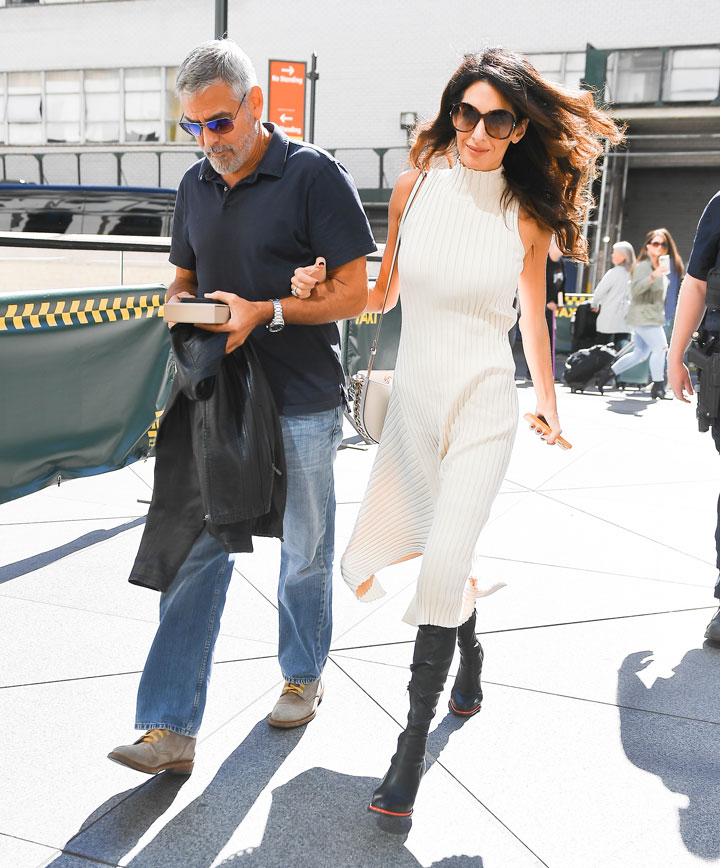 George Clooney Amal Clooney Stella McCartney sweater dress New York
