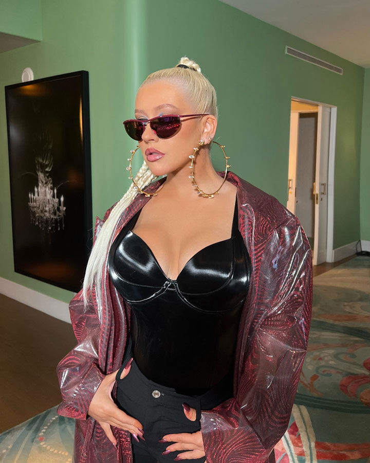 Christina Aguilera black bustier Instagram