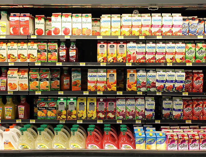 Fruit juice aisle.